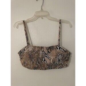 Time & Tru Bralette Bikini Top Large Women Beachy Snake Skin Print